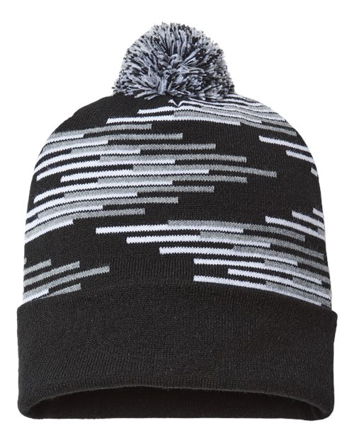 CAP AMERICA USA-Made Bar Beanie - CAP AMERICA RKB12 CAP AMERICA Black/ Heather Grey/ White One Size