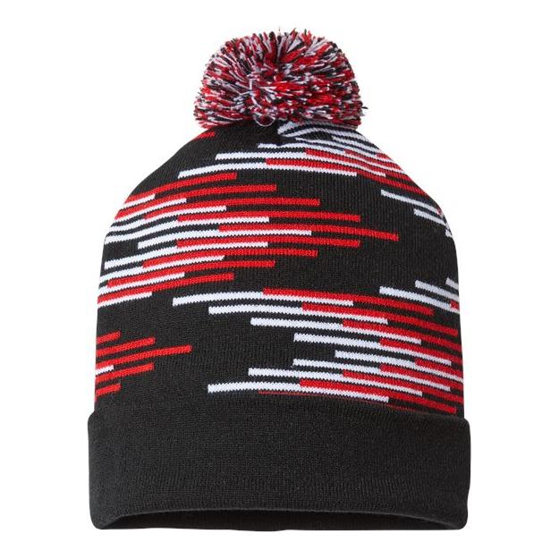 CAP AMERICA USA-Made Bar Beanie - CAP AMERICA RKB12 CAP AMERICA Black/ True Red/ White One Size