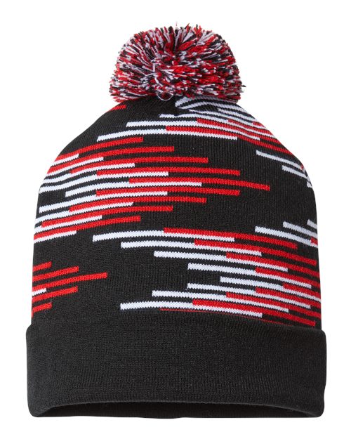 CAP AMERICA USA-Made Bar Beanie - CAP AMERICA RKB12 CAP AMERICA Black/ True Red/ White One Size