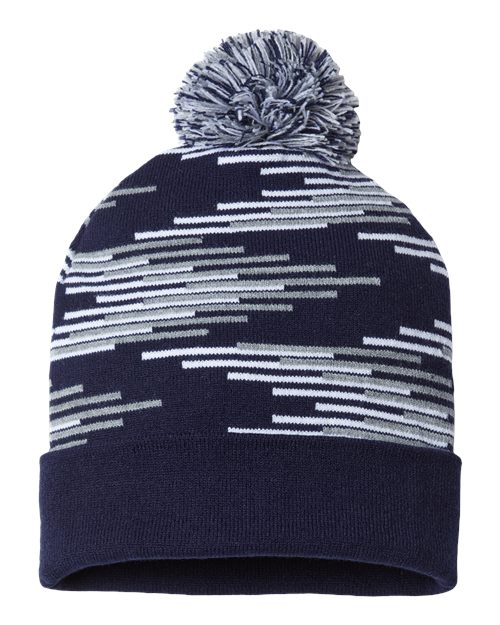 CAP AMERICA USA-Made Bar Beanie - CAP AMERICA RKB12 CAP AMERICA True Navy/ Heather/ White One Size