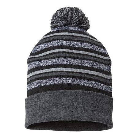 CAP AMERICA USA-Made Striped Beanie - CAP AMERICA RKL12 CAP AMERICA Black One Size