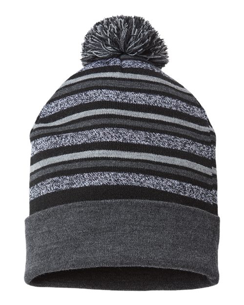 CAP AMERICA USA-Made Striped Beanie - CAP AMERICA RKL12 CAP AMERICA Black One Size