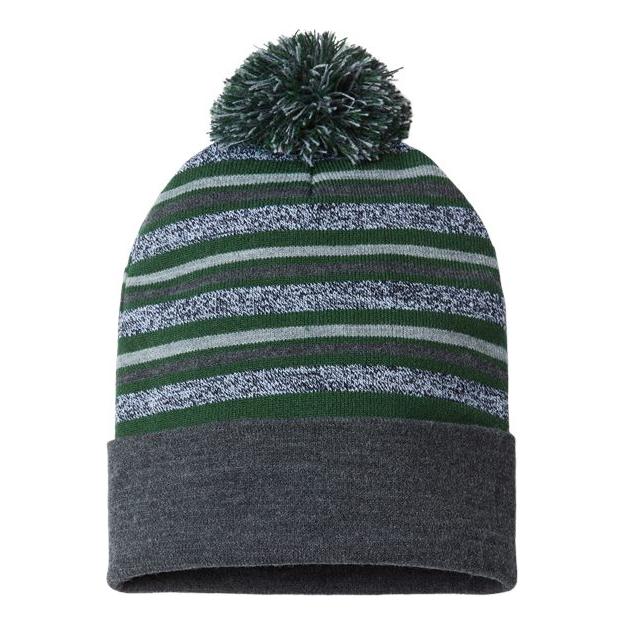 CAP AMERICA USA-Made Striped Beanie - CAP AMERICA RKL12 CAP AMERICA Forest Green One Size