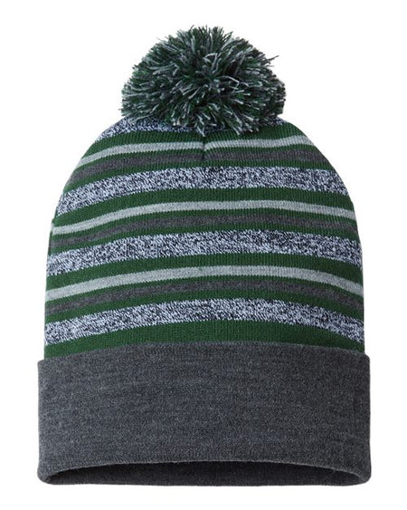 CAP AMERICA USA-Made Striped Beanie - CAP AMERICA RKL12 CAP AMERICA Forest Green One Size