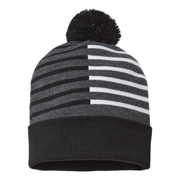 CAP AMERICA USA-Made Half Color Beanie - CAP AMERICA RKH12 CAP AMERICA Black/ White One Size