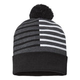 CAP AMERICA USA-Made Half Color Beanie - CAP AMERICA RKH12 CAP AMERICA Black/ White One Size