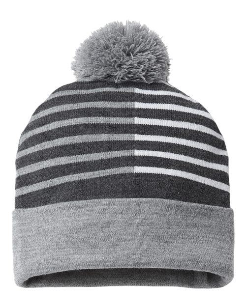 CAP AMERICA USA-Made Half Color Beanie - CAP AMERICA RKH12 CAP AMERICA Heather/ White One Size