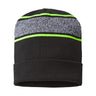 CAP AMERICA USA-Made Variegated Striped Cuffed Beanie - CAP AMERICA RKV12 CAP AMERICA Black/ Neon Yellow One Size