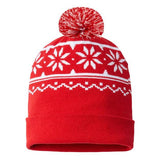 CAP AMERICA USA-Made Snowflake Beanie - CAP AMERICA RKF12 CAP AMERICA True Red/ White One Size