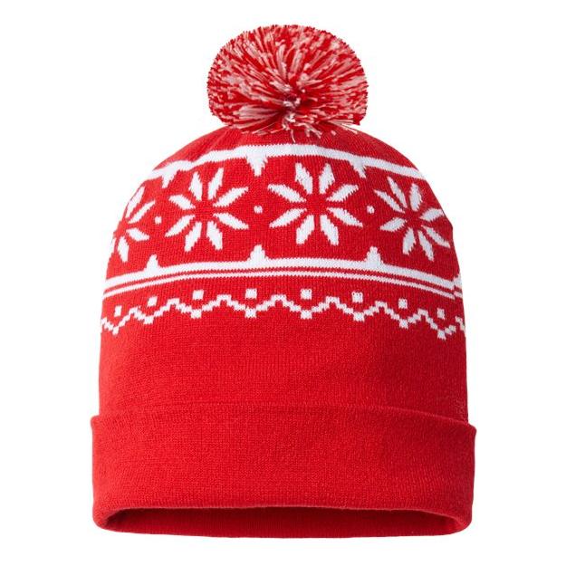 CAP AMERICA USA-Made Snowflake Beanie - CAP AMERICA RKF12 CAP AMERICA True Red/ White One Size