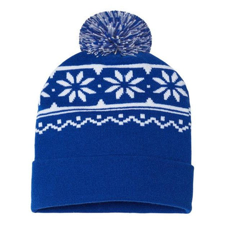 CAP AMERICA USA-Made Snowflake Beanie - CAP AMERICA RKF12 CAP AMERICA True Royal/ White One Size