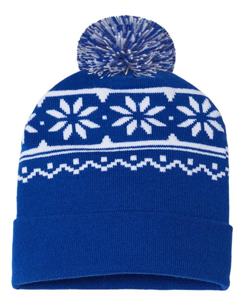 CAP AMERICA USA-Made Snowflake Beanie - CAP AMERICA RKF12 CAP AMERICA True Royal/ White One Size