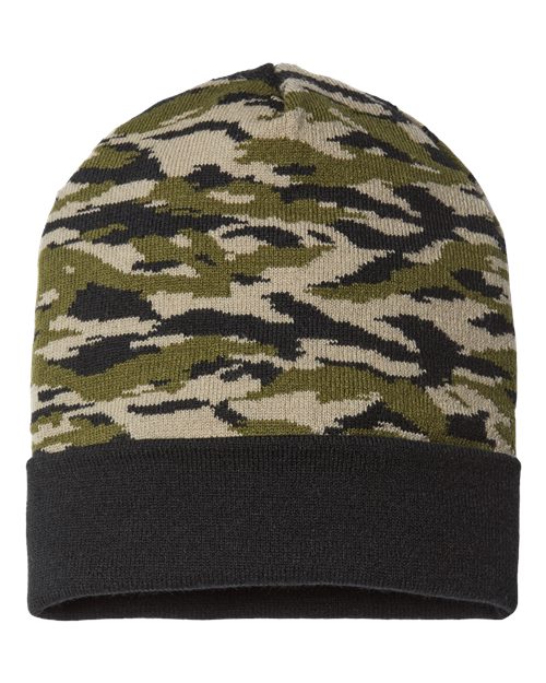 CAP AMERICA USA-Made Camo Cuffed Beanie - CAP AMERICA RKC12 CAP AMERICA Vintage Tiger Camo One Size