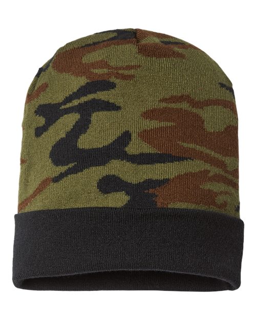 CAP AMERICA USA-Made Camo Cuffed Beanie - CAP AMERICA RKC12 CAP AMERICA Woodland Camo One Size