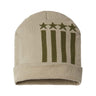 CAP AMERICA USA-Made Patriotic Cuffed Beanie - CAP AMERICA RK12 CAP AMERICA Khaki/ Olive Stars One Size