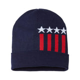 CAP AMERICA USA-Made Patriotic Cuffed Beanie - CAP AMERICA RK12 CAP AMERICA True Navy/ White/ True Red Stars One Size