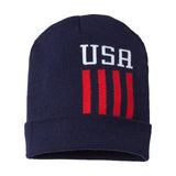 CAP AMERICA USA-Made Patriotic Cuffed Beanie - CAP AMERICA RK12 CAP AMERICA True Navy/ White/ True Red USA One Size