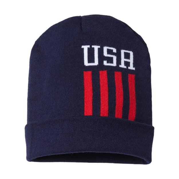 CAP AMERICA USA-Made Patriotic Cuffed Beanie - CAP AMERICA RK12 CAP AMERICA True Navy/ White/ True Red USA One Size