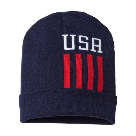 CAP AMERICA USA-Made Patriotic Cuffed Beanie - CAP AMERICA RK12 CAP AMERICA True Navy/ White/ True Red USA One Size