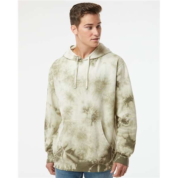 Independent Trading Co. Midweight Tie-Dyed Hooded Sweatshirt - Independent Trading Co. PRM4500TD Independent Trading Co. Tie Dye Olive XS