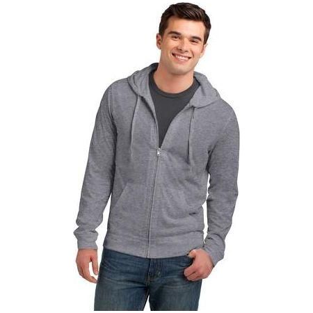 Young Mens Lightweight Jersey Full-Zip Hoodie Joe's USA Dark Heather Grey X-Small