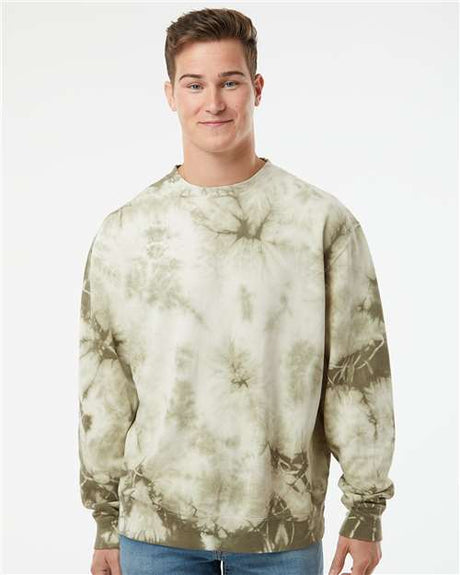 Independent Trading Co. Unisex Midweight Tie-Dyed Crewneck Sweatshirt - Independent Trading Co. PRM3500TD