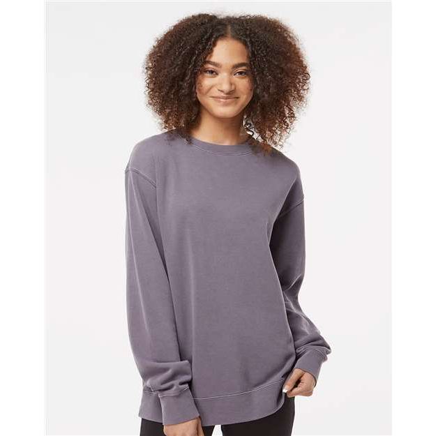 Independent Trading Co. Midweight Pigment-Dyed Crewneck Sweatshirt - Pigment Plum - Independent Trading Co. PRM3500 Independent Trading Co. Pigment Plum XS