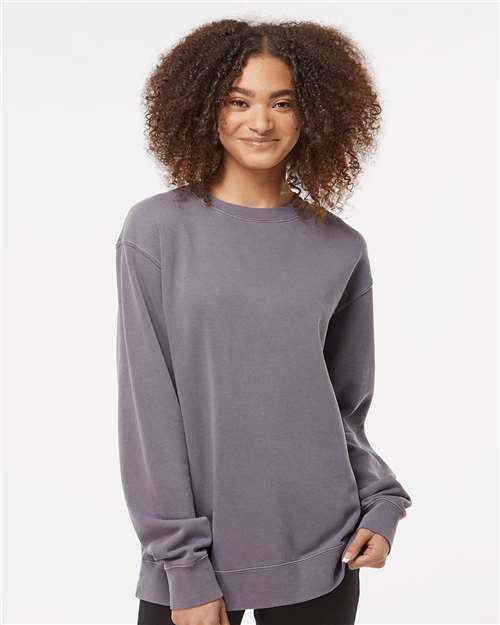 Independent Trading Co. Midweight Pigment-Dyed Crewneck Sweatshirt - Pigment Plum - Independent Trading Co. PRM3500 Independent Trading Co.