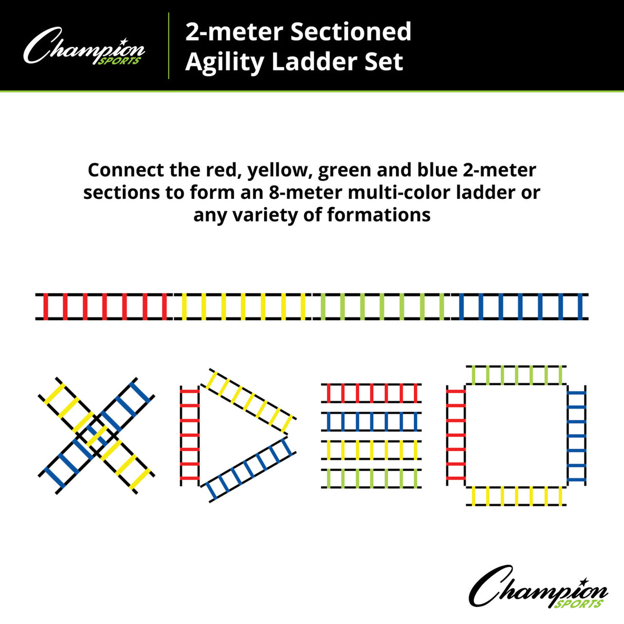 Champion Sports SECTIONED AGILITY LADDER SET 2 METERS