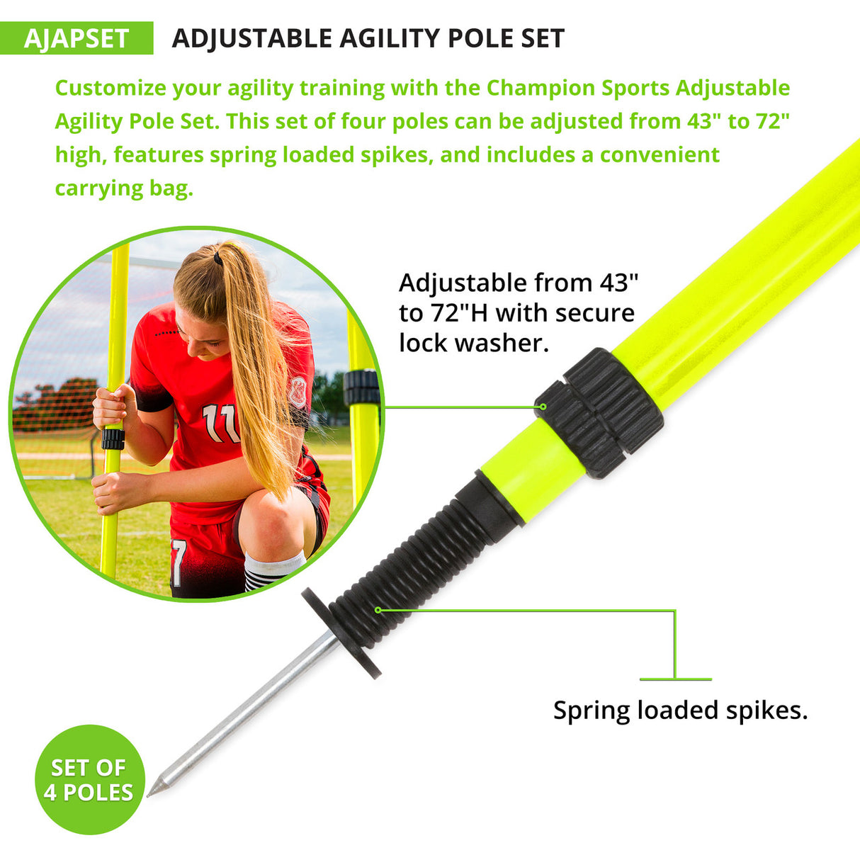 Champion Sports ADJUSTABLE AGILITY POLE SET
