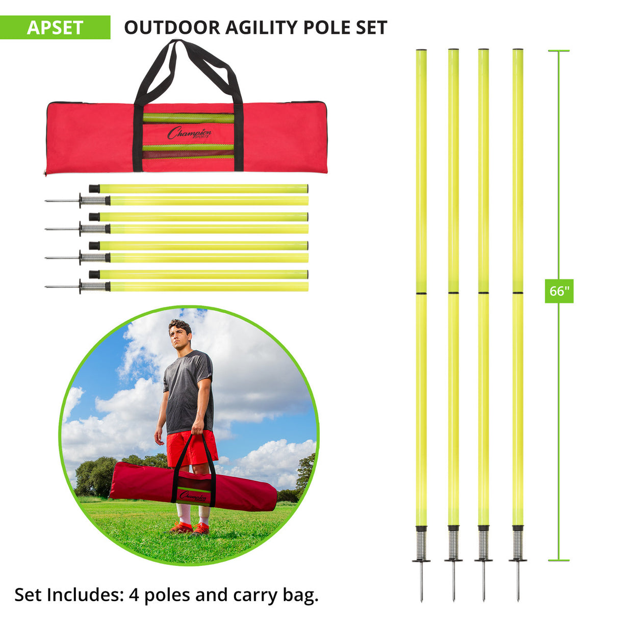 Champion Sports OUTDOOR AGILITY POLE SET