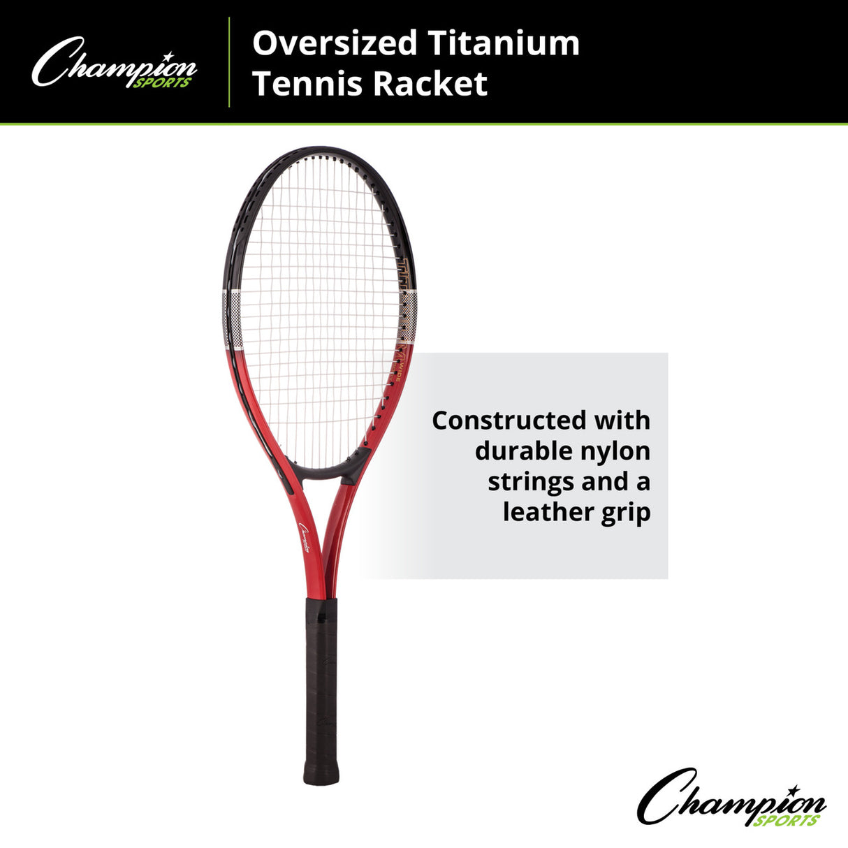Champion Sports OVERSIZED TITANIUM TENNIS RACKET, 27"L