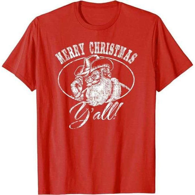 Merry Christmas Y'all Funny Country Cowboy Santa Claus T-Shirt Joe's USA X-Small