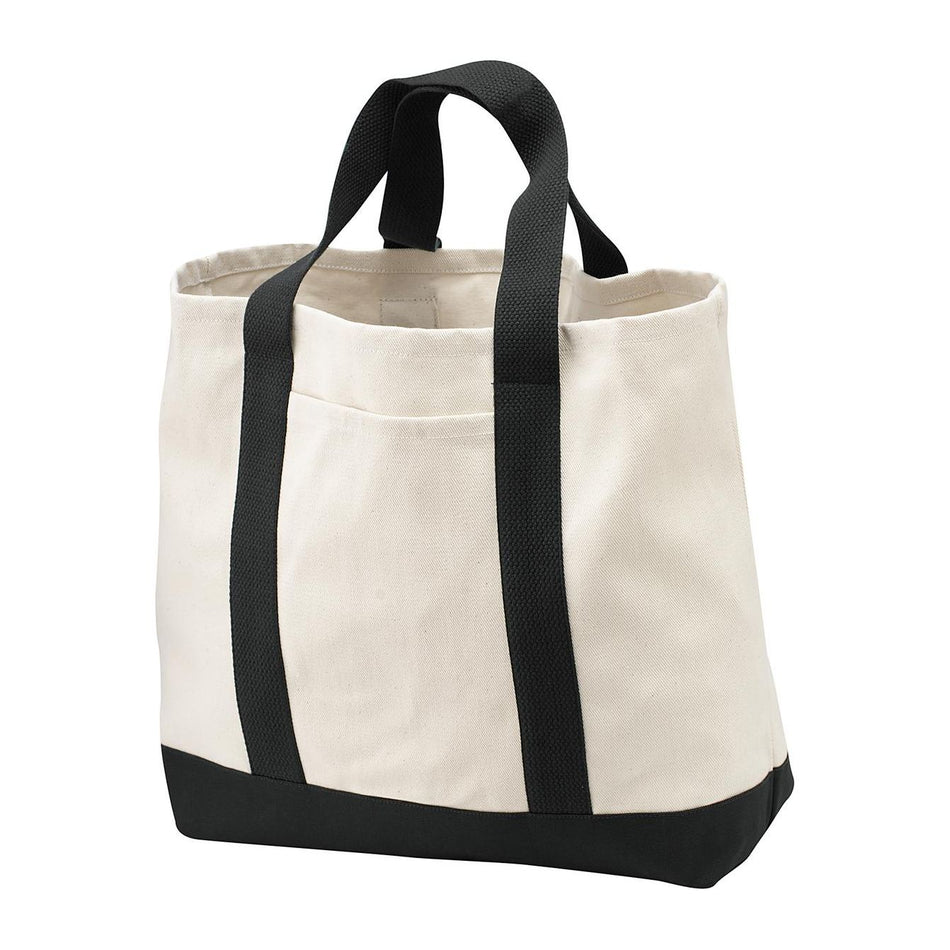 Port Authority ® - Ideal Twill Two-Tone Shopping Tote. B400 - Port Authority B400 Bags Port Authority Natural/ Black OSFA