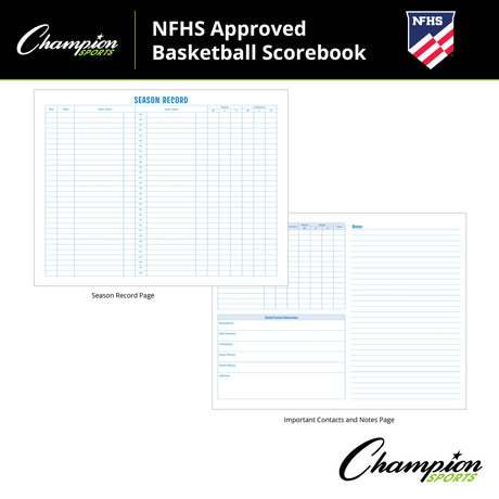 Champion Sports NFHS APPROVED BASKETBALL SCORE BOOK