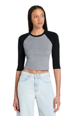 Joe's USA Premium Women's Micro Rib 3/4 Raglan Baby Tee