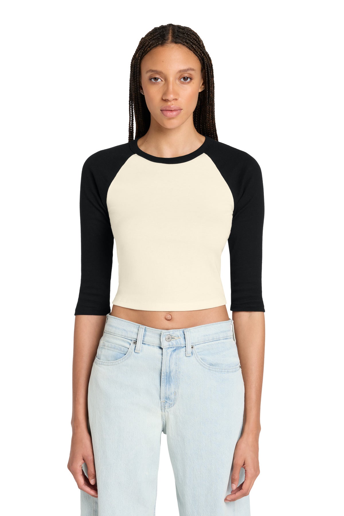 Joe's USA Premium Women's Micro Rib 3/4 Raglan Baby Tee