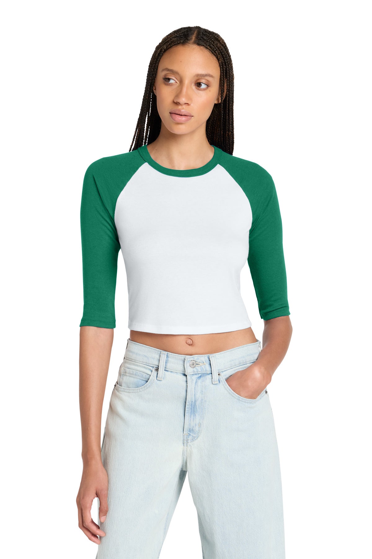 Joe's USA Premium Women's Micro Rib 3/4 Raglan Baby Tee