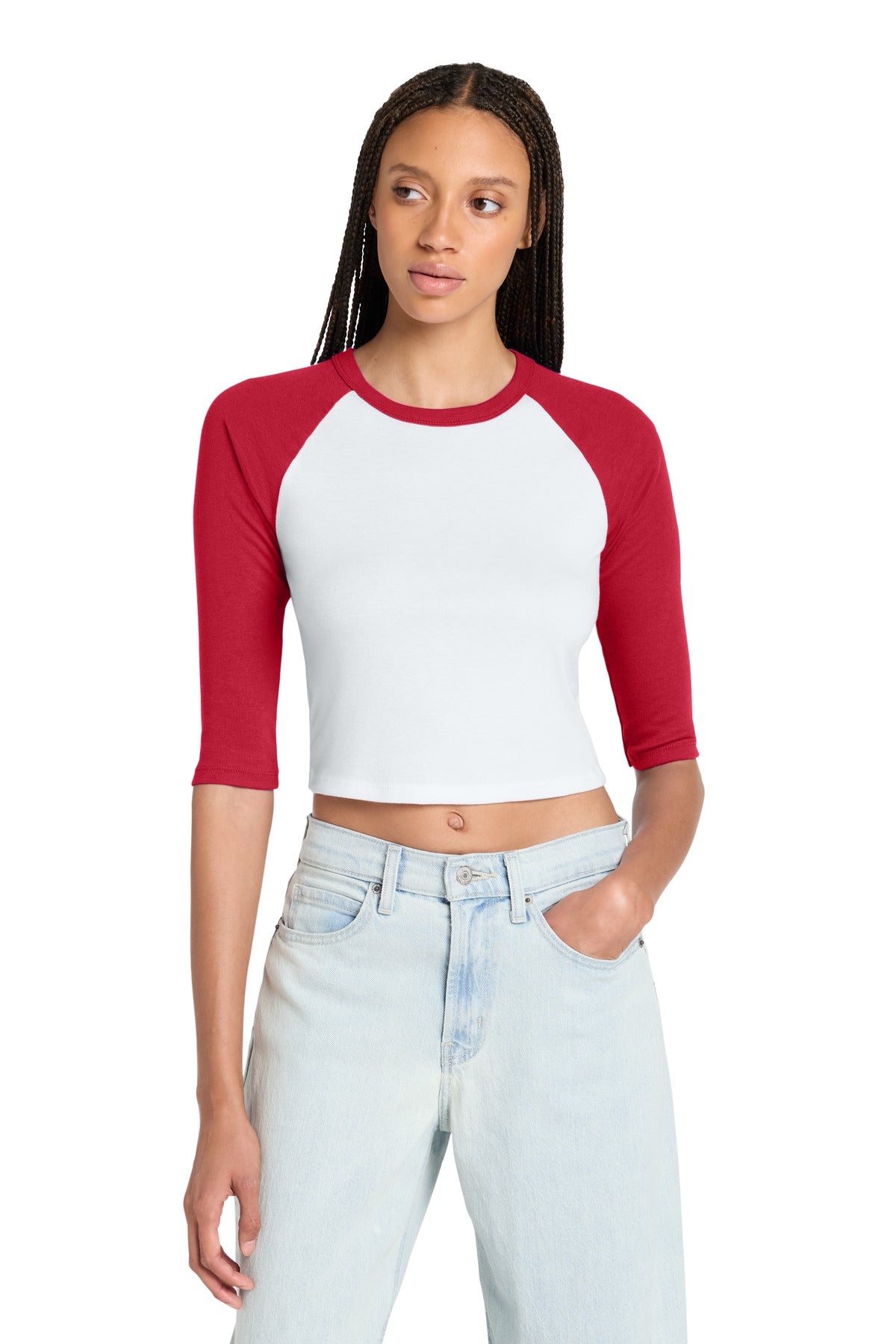 Joe's USA Premium Women's Micro Rib 3/4 Raglan Baby Tee