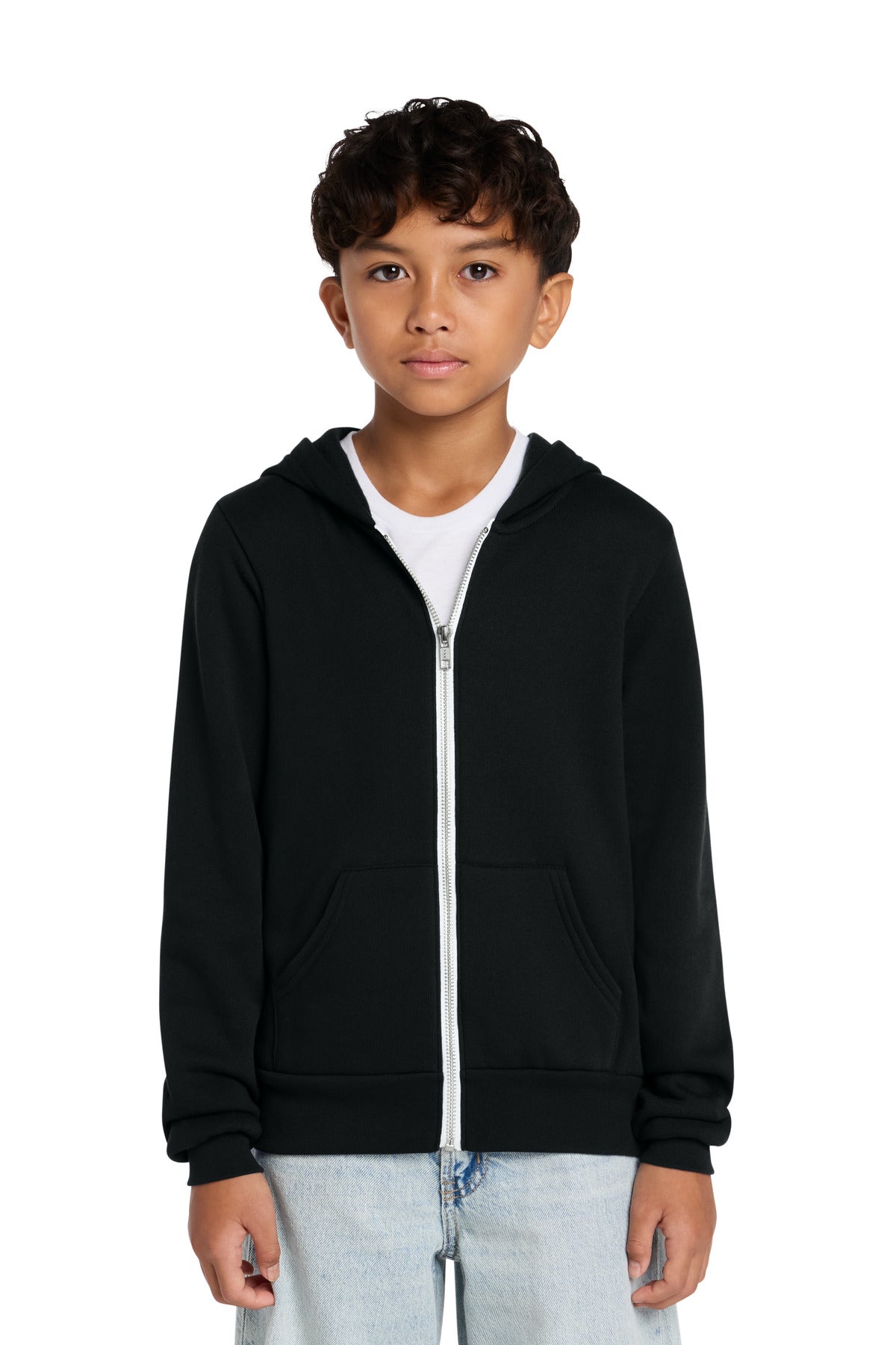 Joe's USA Premium Youth Sponge Fleece Full-Zip Hooded Sweatshirt