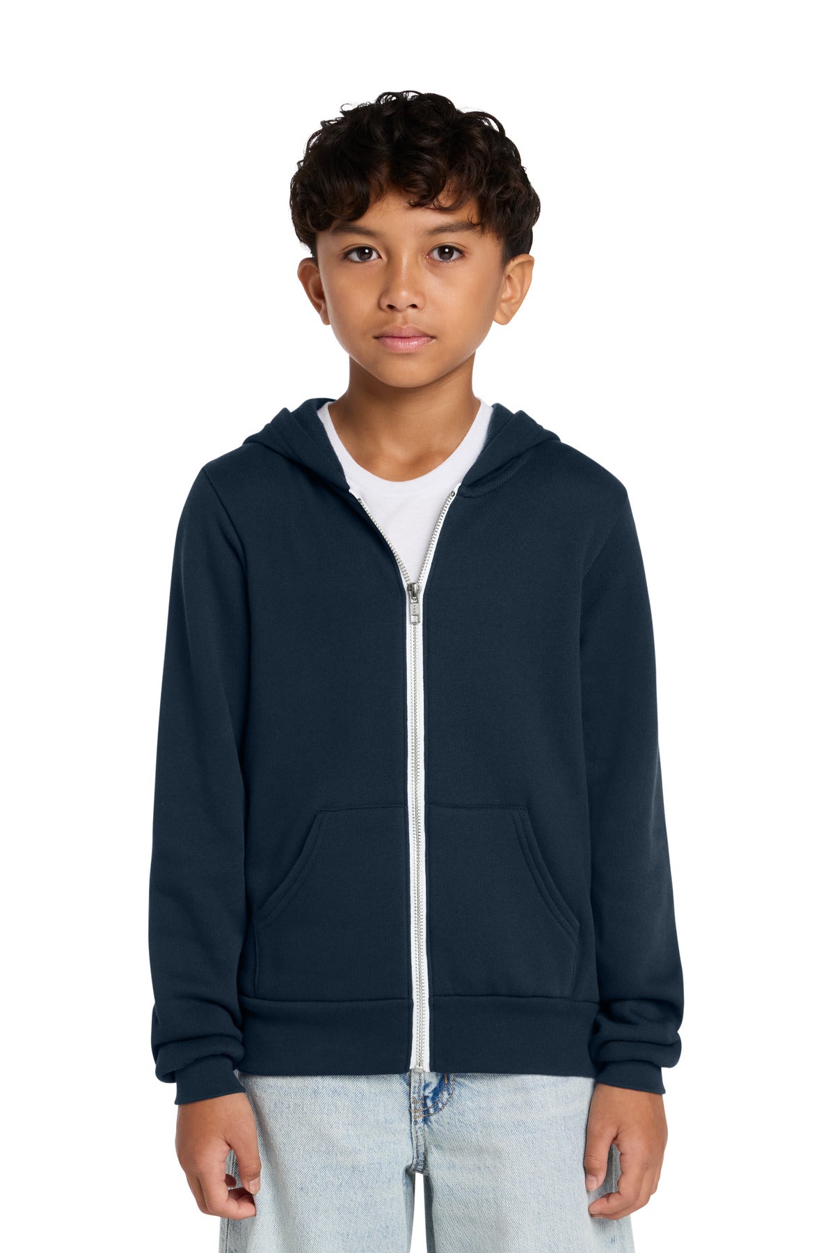Joe's USA Premium Youth Sponge Fleece Full-Zip Hooded Sweatshirt