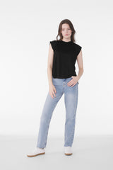 Joe's USA Premium Women's Flowy Muscle Tee with Rolled Cuffs