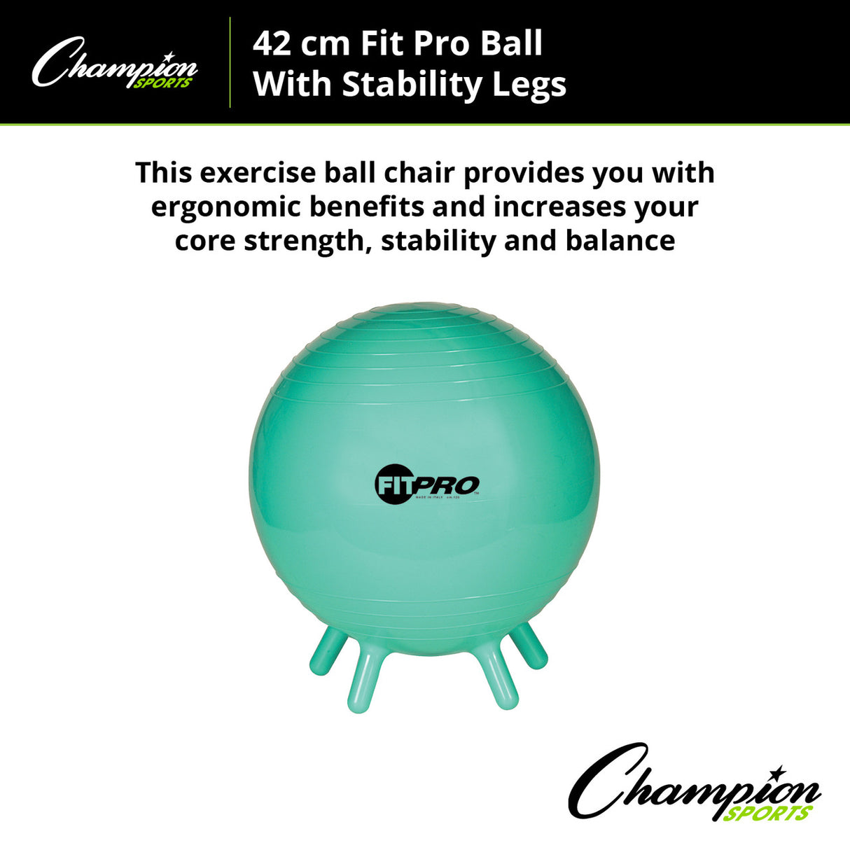 Champion Sports FITPRO BALL WITH STABILITY LEGS 65 CM