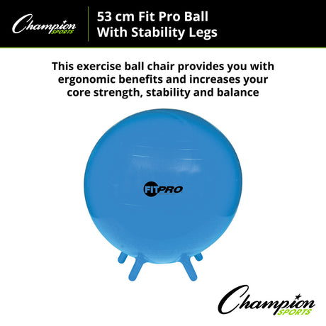 Champion Sports BL65 Fitpro Ball with Stability Legs 65 Cm
