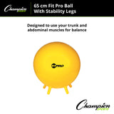 Champion Sports FITPRO BALL WITH STABILITY LEGS 65 CM