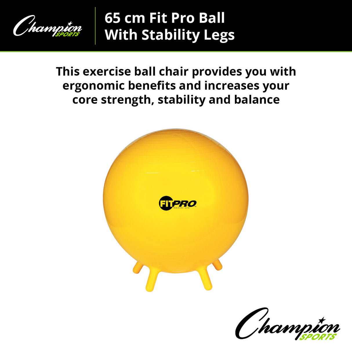 Champion Sports FITPRO BALL WITH STABILITY LEGS 65 CM