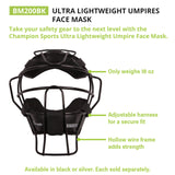 ULTRA LIGHTWEIGHT UMPIRE FACE MASK WITH DRYTEK BLACK