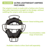 ULTRA LIGHTWEIGHT UMPIRE FACE MASK WITH DRYTEK BLACK