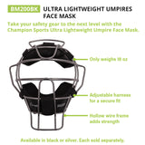 ULTRA LIGHTWEIGHT UMPIRE FACE MASK WITH DRYTEK BLACK