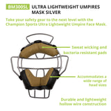 ULTRA LIGHTWEIGHT UMPIRE FACE MASK WITH EVERCLEAN BLACK